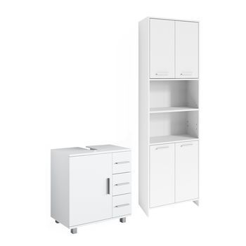 Conjunto De Muebles De Baño Maris 2 Piezas, Con Mueble Alto Y Mueble Bajo Lavabo Vicco