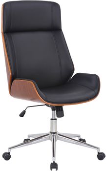 Silla de oficina giratoria regulable en simil cuero nogal/negro