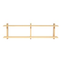 estante doble de pared en madera de pino natural 170 cm barnizado