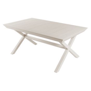 Mesa Para Jardín, Extensible, Aluminio, Color Blanco Envejecido, 170-240x100x75