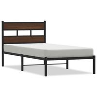 cama individual  cama de adulto  estructura cama con cabecero sin colchon marron roble 80x200 cm