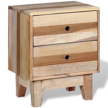 Mesita De Noche - Mueble De Dormitorio - Madera Maciza Reciclada - Beige (30x40x50cm)