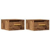 mesitas de noche de pared 2 uds madera envejecida 35x35x20 cm vidaxl
