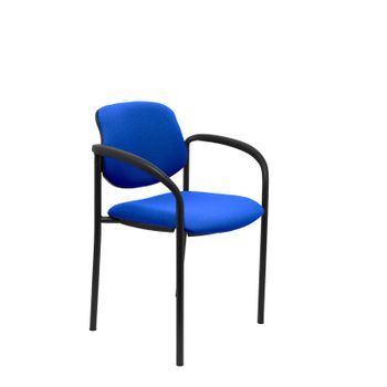 Silla Confidente De 4 Patas, Con Brazos Y Estructrua Negra - Asiento Y Respaldo Tapizados En Tejido Bali Color Azul Marino Piqueras Y Crespo Modelo Villalgordo
