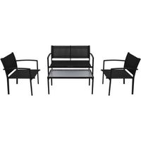 conjunto de muebles de jardin 4 uds  mesa y sillas textilene negro