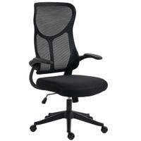 homcom silla de escritorio giratoria de malla reposabrazos abatibles respaldo alto funcion de balanceo altura ajustable negro