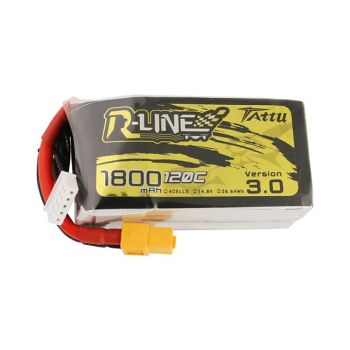 Batería LiPo TATTU R-LINE V3.0 14.8V 1800mAh 120C 4S con conector XT60 para helicópteros, aviones, drones RC y carreras