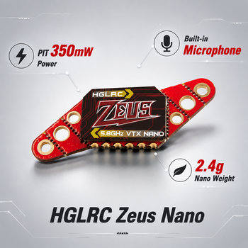 Transmisor de Video Hglrc Zeus Nano Vtx 5.8G 350Mw, Micrófono Integrado IRC Tramp, Montaje de 16/20/25.5 mm, Envío Rápido Original