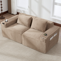sofa modular de 2 plazas - mueble para salon - pana - caqui 188x90x75cm