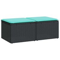 set sofas jardin y cojines 2 pzas ratan sintetico acacia negro cfw647500
