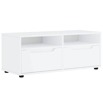 Mueble Tv | Mueble De Salón | Mesa De Tv Visnes Blanco 100x40x38 Cm Madera De Ingeniería