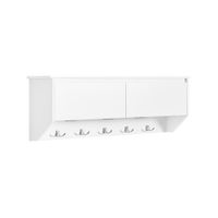 perchero de pared con 2 puertas y 5 ganchos madera blanco