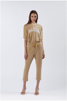 pantalón jogger de tejido lúrex light gold