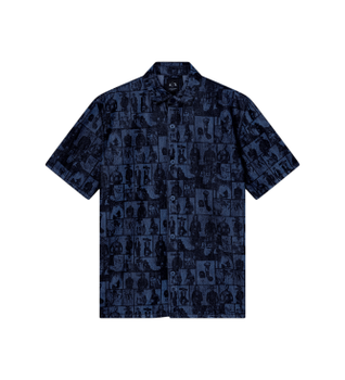A|X Armani Exchange para hombre. XM002809AF24509FB416 Camisa vaquera marino (S), Casual, Algodón, Manga corta