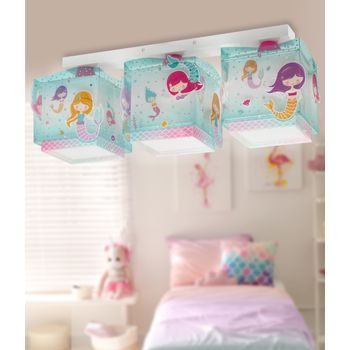 Plafón De Techo 3 Luces Infantil Mermaids Sirenas