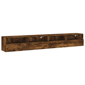 Muebles De Pared De Tv 2 Uds Madera Roble Ahumado 100x30x30 Cm Vidaxl