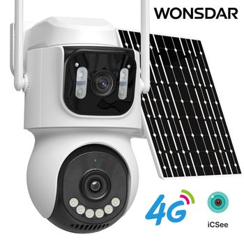 Cámara solar 4G WONSDAR, batería, para exteriores, inalámbrica, grabación continua 24/7, cámara IP PTZ con seguimiento automático, sistema de videovigilancia de seguridad, ICSee.