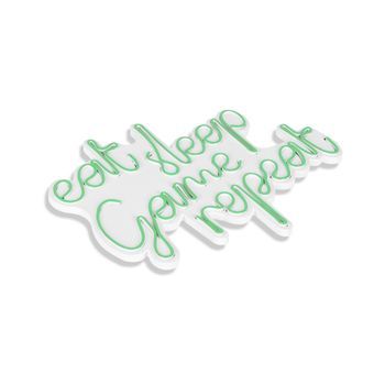 Iluminación Led Decorativa De Plástico Eat Sleep Game Repeat Verde 51x40x2 Cm