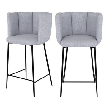 Set de 2 sillas para isla de cocina en tela gris claro 67 cm