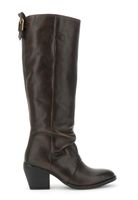 botas de piel con fruncido dark brown 39