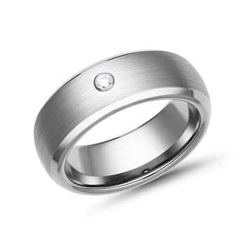 Anillo de tungsteno, circonita, robusto