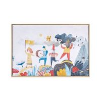 lienzo cuadro de pared 63 x 93 cm marco mdf sintetico infantil personajes aventuras multicolor bibbiena