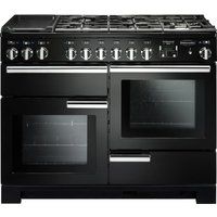 rangemaster professional deluxe pdl110dffgbc 110 cm dual fuel range cooker - black  chrome black