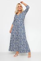 yours vestido largo azul de flores blancas mujer curvy y tallas grandes yours