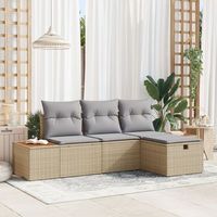 conjunto de sofa de jardin de 4 piezas con cojines beige de ratan poliester v8208 unico  beige