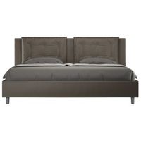 cama king size italiana de piel sintetica andry-color marron-ropa de cama 200x200 cm-opcion con base y caja
