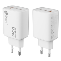 leotec cargador 65w gan ultra slim 2 usb c pd1 usb a blanco compatible con apple y samsung