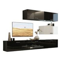 conjunto de muebles de salon negro y blanco colgantes coleccion cepto xxv 249cm 6 muebles leds modulares