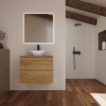 Conjunto De Baño Kaji | 80 Cm Teka | Dos Cajones | Lavabo Sobre Encimera | Mueble Montado | No Incluye Espejo | Alday