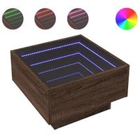 mesa de centro y led madera ingenieria marron roble 50x50x30 cm vidaxl