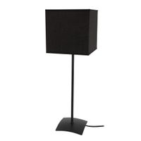 lampara de mesita cuadrada metal negro pantalla negro