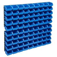 kit de cajas de almacenaje 96 pzas paneles de pared azul negro vidaxl