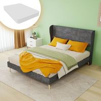 cama doble tapizada con cabecera acolchada gris 140x200 cm con colchon