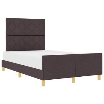 Cama Matrimonial | Cama Para Adulto | Estructura De Cama Con Cabecera Marrón Oscuro 120 X 190 Cm Tela