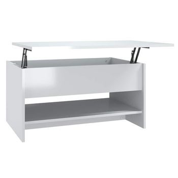 Mesa De Centro Madera Contrachapada Blanco Brillo 80x50x40 Cm Vidaxl
