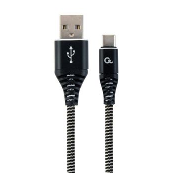Cable USB Gembird CC-USB2B-AMCM-2M-BW 2 m USB A a USB C trenzado algodón