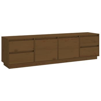 Mueble De Tv Madera Maciza De Pino Marrón Miel 176x37x47,5 Cm