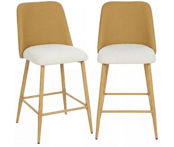 Homcom juego de 2 taburetes de bar, taburetes altos de cocina con respaldo efecto tejido y reposapiés, tapizados de lino con efecto cepillado y pu, marco de acero, asiento de 65 cm de altura, marrón