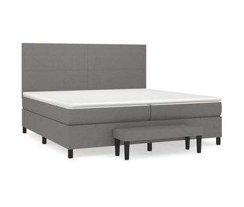 Cama box spring con colchón tela gris oscuro 200x200 cm diseño plano