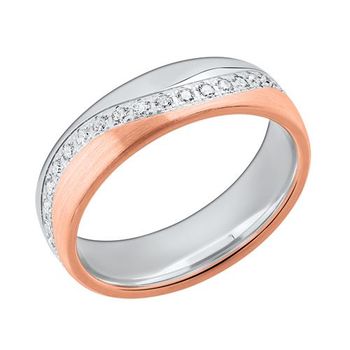 Anillo mujer bicolor plata 925 circonita rosa