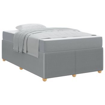 Cama Matrimonial | Cama Para Adulto | Estructura De Cama Con Colchón Gris Claro 120 X 200 Cm Tela