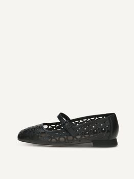 CAPRICE Ballerina, black, made of Leather with Trapeze heel, Size 41