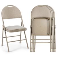 costway juego de 4 sillas plegables portatil con asiento acolchado respaldo de tela estructura de metal silla tapizada para hogar oficina