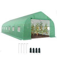 outsunny invernadero de jardin 800x300x200 cm tipo tunel para cultivo de plantas con 12 ventanas y puerta enrollable acero y pe verde   aosom espana