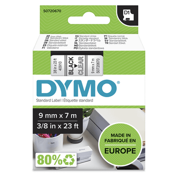 D1 - CINTAS DYMO 9MMX7M NEG/TRANS