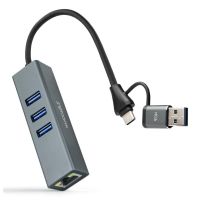 conversor nanocable 10030412 usb-c y usb-a a ethernet y 3xusb 30 aluminio 15 cm
